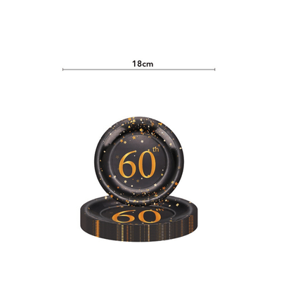 Black gold dot 40th 50th 60th adult birthday party tableware