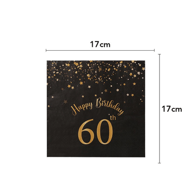 Black gold dot 40th 50th 60th adult birthday party tableware