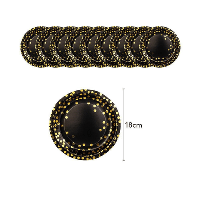 Back gold dot birthday graduation festival party tableware