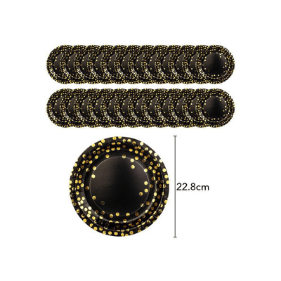 Back gold dot birthday graduation festival party tableware
