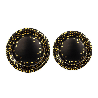 Back gold dot birthday graduation festival party tableware