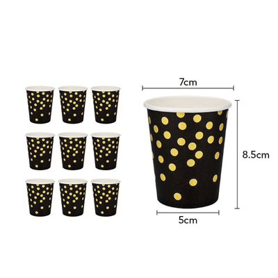 Back gold dot birthday graduation festival party tableware