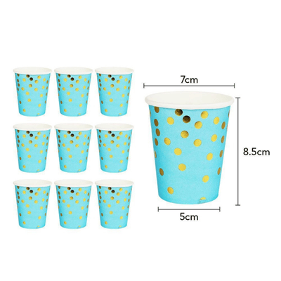 Blue gold dot birthday graduation festival party tableware set