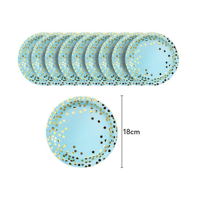 Blue gold dot birthday graduation festival party tableware set