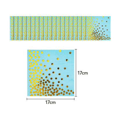 Blue gold dot birthday graduation festival party tableware set