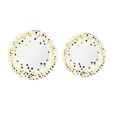White gold dot gold stamp disposable party tableware set 