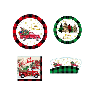 Wholesale new christmas theme disposable tableware set 
