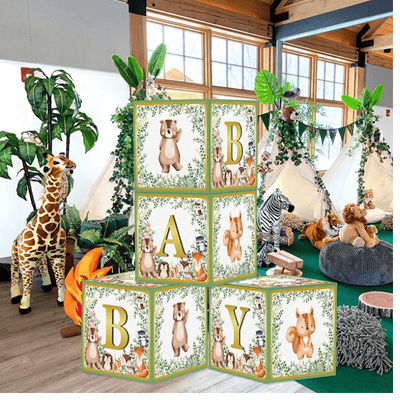 Jungle animal theme BABY bath party decoration carton BOX balloon 
