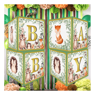 Jungle animal theme BABY bath party decoration carton BOX balloon 