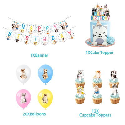  New design pet cat theme birthday party decoration set 