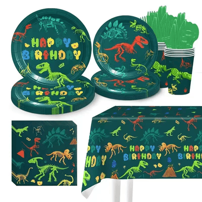 Green dinosaurs theme kids birthday party decoration set  