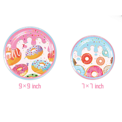 Donuts theme party decoration plates cups napkins tablecloth 
