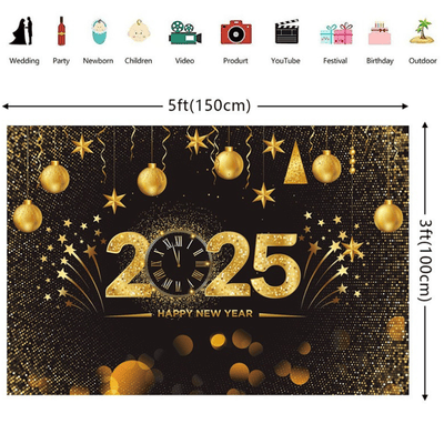 Banners balloons backdrop 2025 new year party decoration set