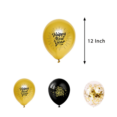 2025 new year black and gold new year party decorations 