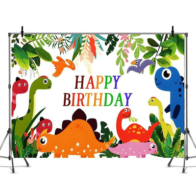 Forest animal flamingo tropical theme birthday party backdrop 