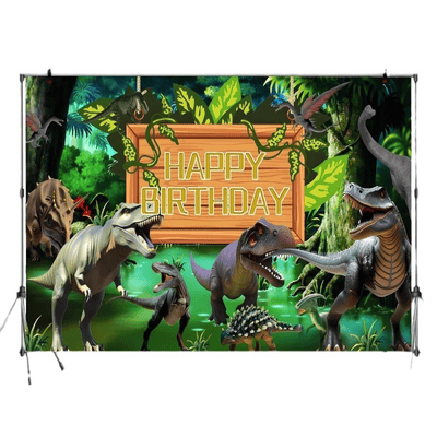 Forest animal flamingo tropical theme birthday party backdrop 