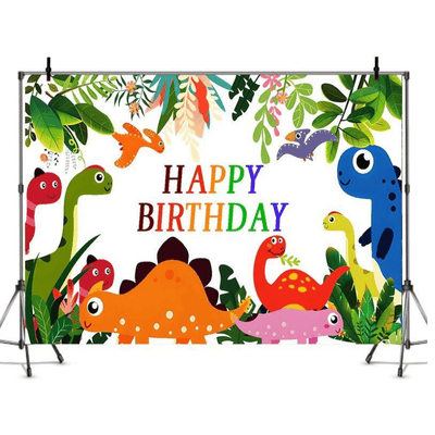 Forest animal flamingo tropical theme birthday party backdrop 