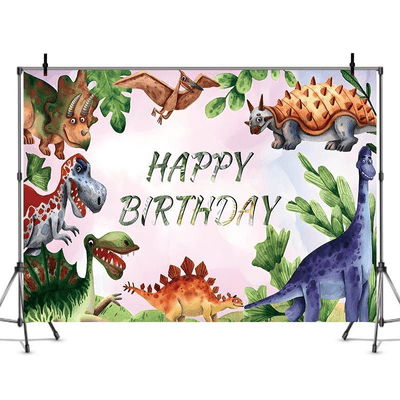 Forest animal flamingo tropical theme birthday party backdrop 
