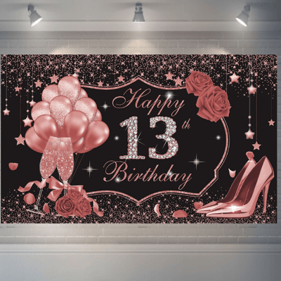 New arrival Adult girls birthday backdrop with glitter age number 