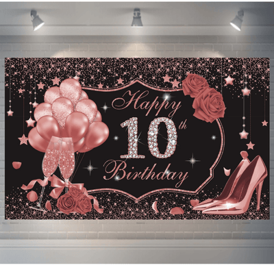 New arrival Adult girls birthday backdrop with glitter age number 