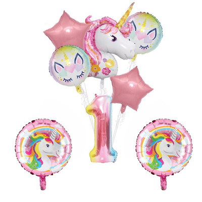 New large unicorn balloons set for girls birthday party decor