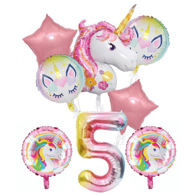 New large unicorn balloons set for girls birthday party decor
