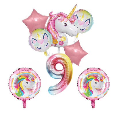 New large unicorn balloons set for girls birthday party decor