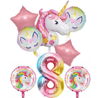 New large unicorn balloons set for girls birthday party decor