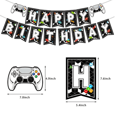 Black and white game console theme birthday party supplies