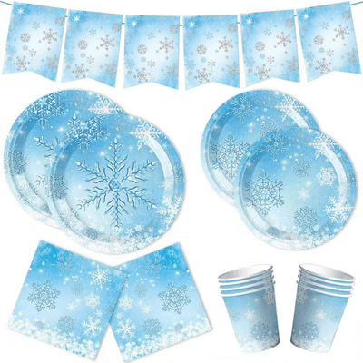 Wholesale blue snowflakes birthday wedding party decoration set 