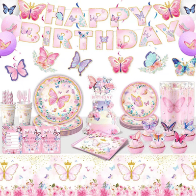 Butterfly Spring Theme Party Supplies Decoration Tableware Set 