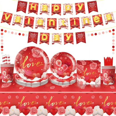  Valentine's day supplies disposable party tableware set 
