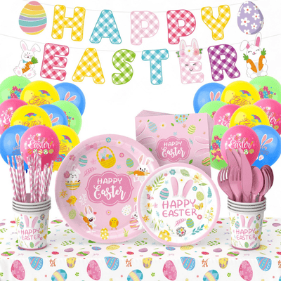 2025 Easter rabbit bunny party supplies party tableware set 