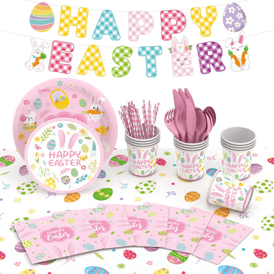 2025 Easter rabbit bunny party supplies party tableware set 
