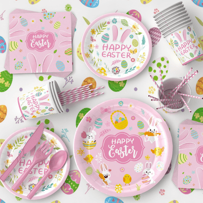 2025 Easter rabbit bunny party supplies party tableware set 