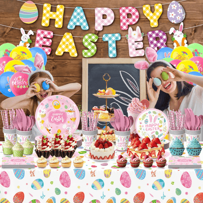 2025 Easter rabbit bunny party supplies party tableware set 