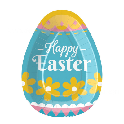Easter oval egg shape disposable paper plate cutlery Easter party dessert plate set