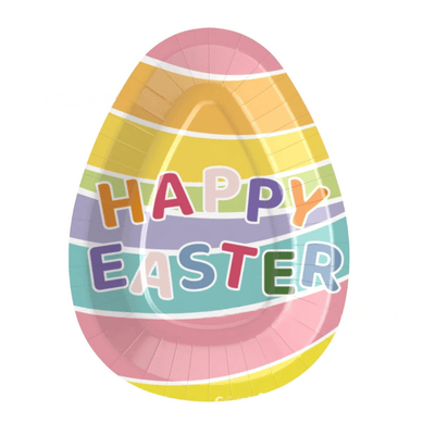 Easter oval egg shape disposable paper plate cutlery Easter party dessert plate set