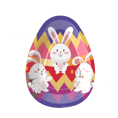 Easter oval egg shape disposable paper plate cutlery Easter party dessert plate set