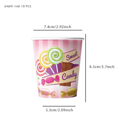 Pink candy lollipop theme birthday disposable tableware decor