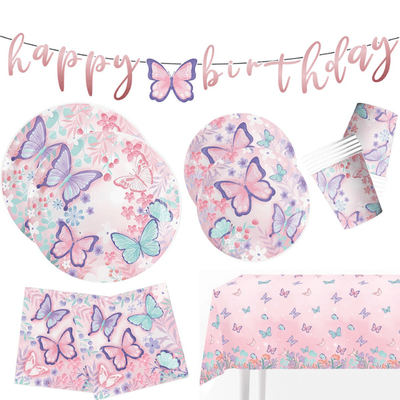 Butterfly fairy theme tableware kids girls birthday decor