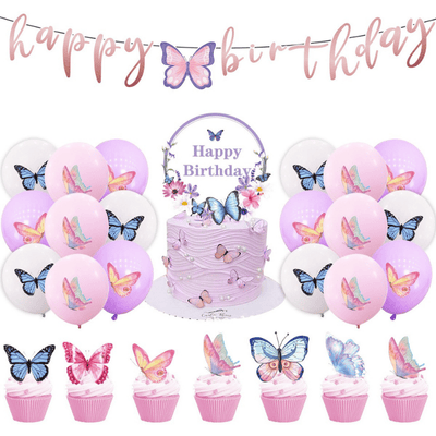Butterfly fairy theme tableware kids girls birthday decor