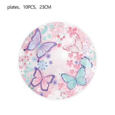 Butterfly fairy theme tableware kids girls birthday decor