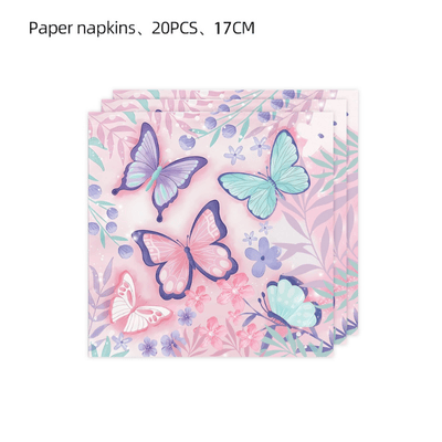Butterfly fairy theme tableware kids girls birthday decor