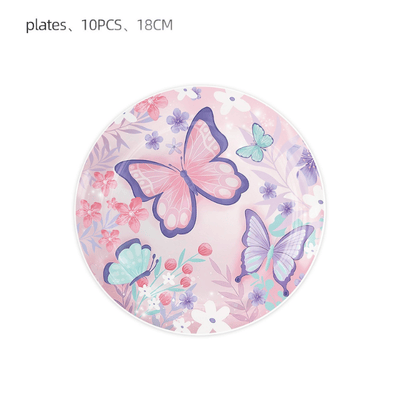 Butterfly fairy theme tableware kids girls birthday decor