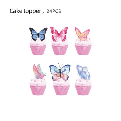 Butterfly fairy theme tableware kids girls birthday decor