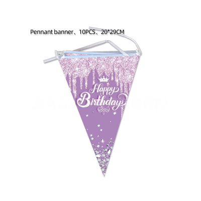 wholesale purple diamond birthday theme party tableware sets