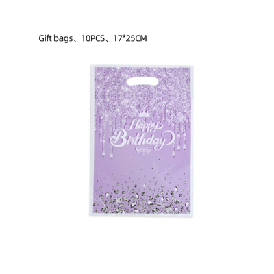 wholesale purple diamond birthday theme party tableware sets