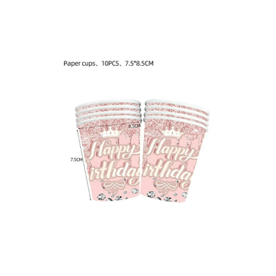 Pink Diamond Theme girls birthday tableware set decoration