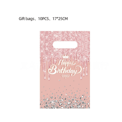 Pink Diamond Theme girls birthday tableware set decoration
